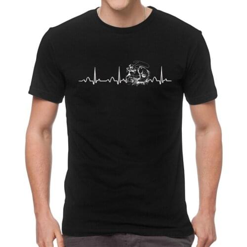 Heartbeat Fly Fishing T-shirt Mens Novelty T Shirt Short Sleeve Cotton Best Gift for Fisherman Tshirt Unique Tees Tops