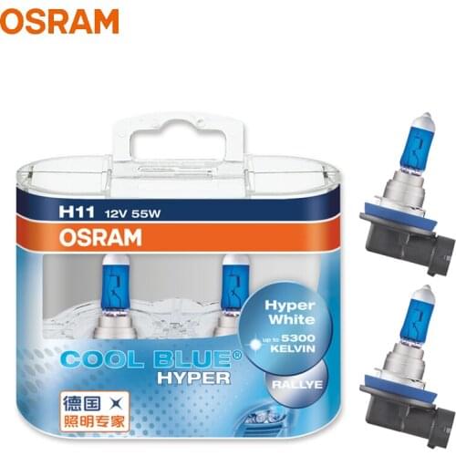 OSRAM H11 Halogen Headlight Car Fog Lamps 5300K Original Genuine Car 12V 62211CBH 55W Cool Blue Hyper White (2 Pieces)