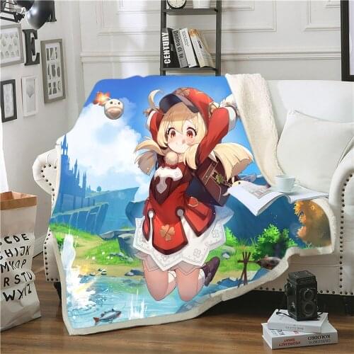 Anime Project Print Cute Girl Sherpa Blanket On Bed Kids Dreamlike Home Textiles Cartoon Blanket Sofa Throw Camping Travel