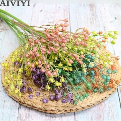 Artificial jasmine fruit branch Flower arrangment supplies Plastic fake plant flores with leaves for home wedding decoration