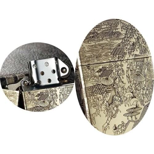 Lighter Kerosene windproof and Qingming Shanghe map creative personality retro men