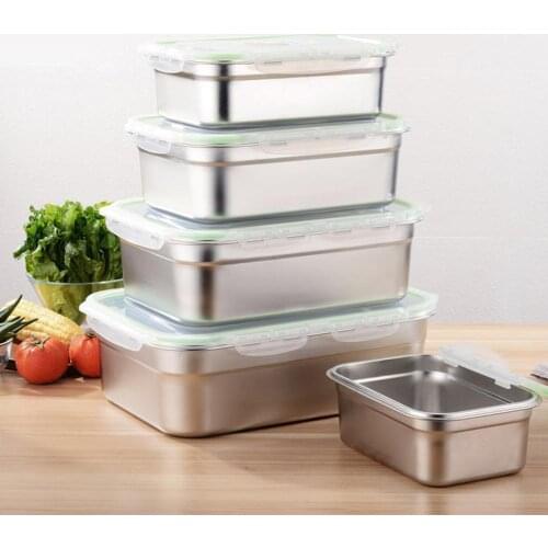 3/4/7/10/12L Lunch Containers Leak Proof Stainless Steel Food Containers Storage Bento Box Rectangle Lunch Box Kitchen Supplies