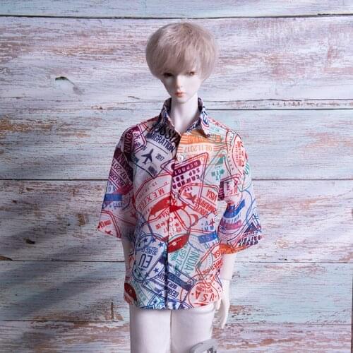 BJD doll suit suitable for 1-3 1-4 Uncle size fashion random color chiffon short sleeve shirt doll accessory