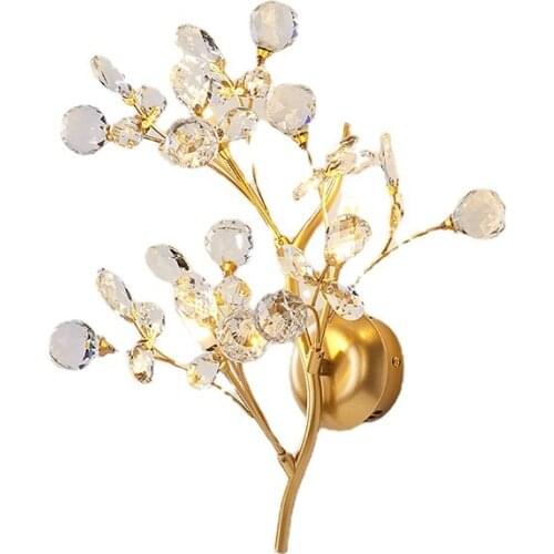 Creative Modern LED Luxury Wall Lamp Gold AC95-260V K9 Room Bedroom Bedside Wall Fixtures Lighting Indoor outdoor light NJ70205