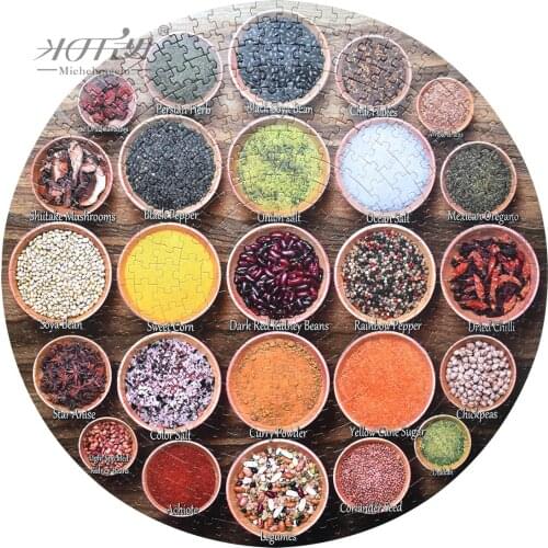 Michelangelo Round Wooden Jigsaw Puzzles 500 Pieces Great Taste Kids Educational Toy Decorative Collectibles Wall Painting Decor