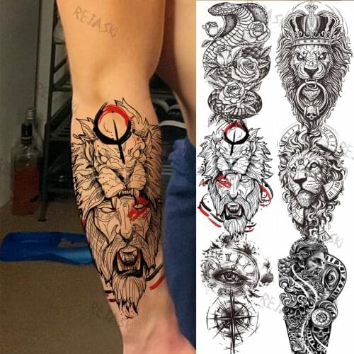 Cool Tribal Tiger Temporary Tattoos For Women Adult Snake Lion Eye Tribe Realistic Fake Tattoo Body Art Drawing Gothic Tatoo