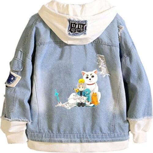 Anime Natsume yuujinchou Coat Teens cowboy Cosplay Jacket Men Women Casual Denim Hooded Loose coat Cartoon Hooded