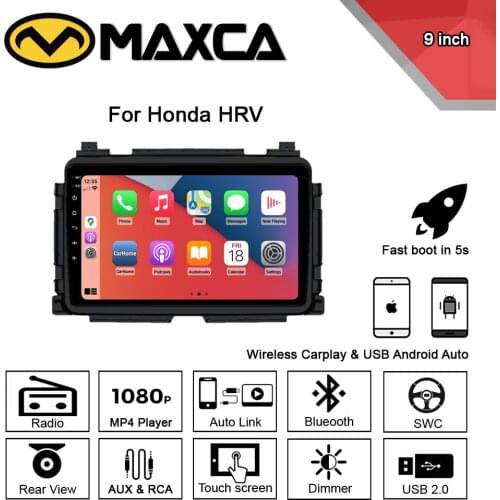 MAXCA 9 inch 2 din Wireless Carplay HRV Android auto radio For Honda HR-V Vezel Multimedia Video Player