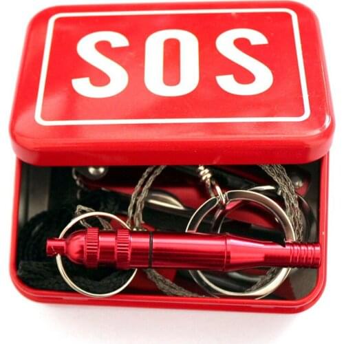Outdoor emergency kit camping equipment box SOS survival tool whistle compass chain saw multifunctional emergency equipment set
