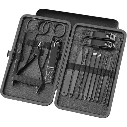 Rose Gold Color 18 Tools Stainless Steel Manicure set Professional nail clipper Kit of Pedicure Paronychia Nippers Cutters