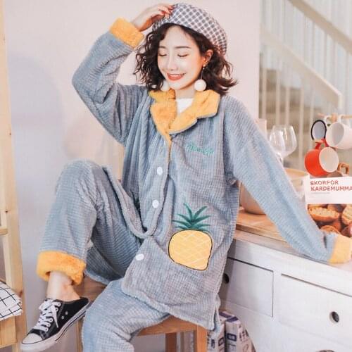 Pajamas winter new arrival lapel flannel warm bathrobe ladies home wear simple sleepwear plus size pijama mujer sexy nightwear