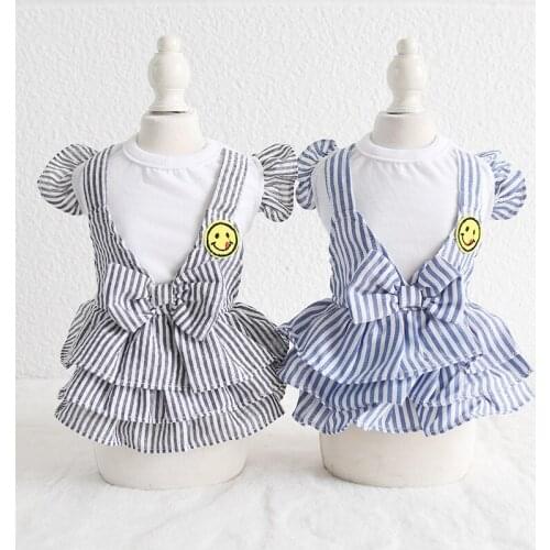 Striped Smile Pet Dog Clothes Summer Jacket Coat Cat Dress Dog Tutu Dress Pet Dress Clothing terrier Teddy XS-XL