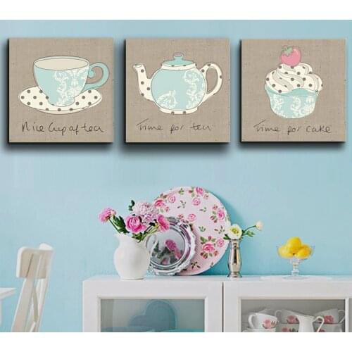 Vintga Coffee Cup Cream Teapot Posters and Prints Canvas Painting Scandinavian Nordic Style Kitchen Baby Kids Room Decoration