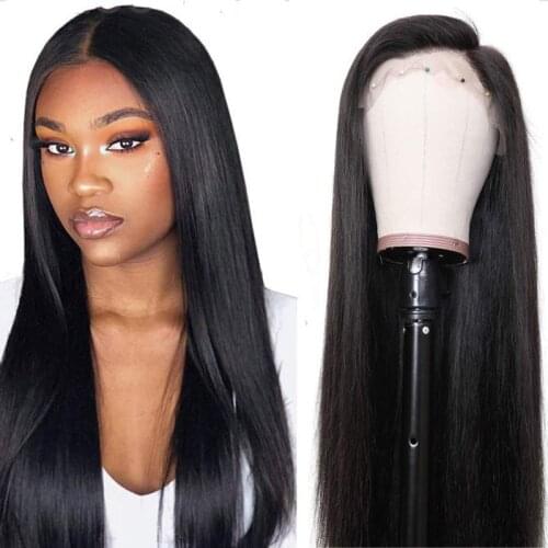 YMS Straight Human Hair Lace Wigs Brazilian Remy Hair Lace Front Wigs For Black Women Narural Black Pre Plucked With Baby Hair