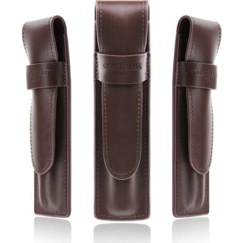 Simple Genuine Leather Pen Bag Retro Portable Pencil Case Fountain Pen Holder Traveler School Student Supplies Gift