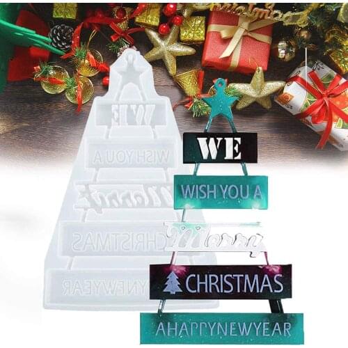 DIY Crystal Epoxy Mold Christmas Tree Listing Decoration Christmas Material Ornaments Christmas Silicone Mold