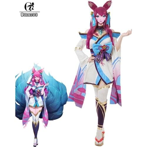 ROLECOS Game LOL Spirit Blossom Ahri Cosplay Costume Sexy Dresses Spirit Blossom Ahri Costumes for Women Cosplay Costume Set
