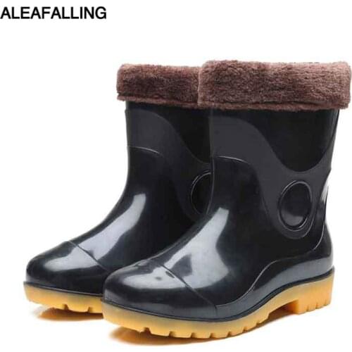 Aleafalling Men Rain Boots Workplace Kitchen Waterproof Anti-skip Anti-oil Labor Shoes Male Rainy Car Washing Mens Shoes W84