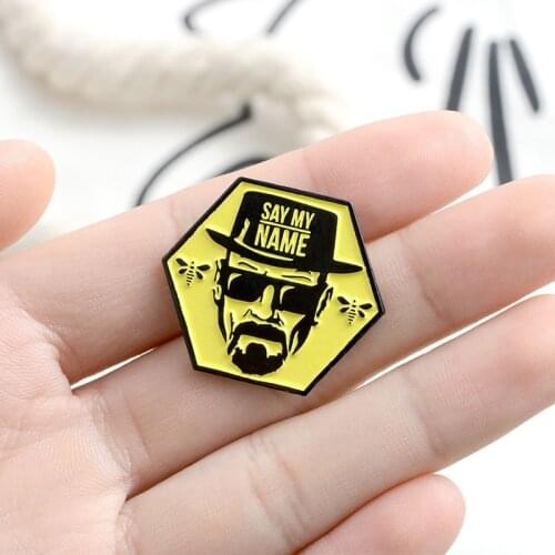 Say My Name Fashion Exquisite Enamel Pin European And American Tv Series Breaking Bad Lapel Backpack Personality Cartoon Brooch