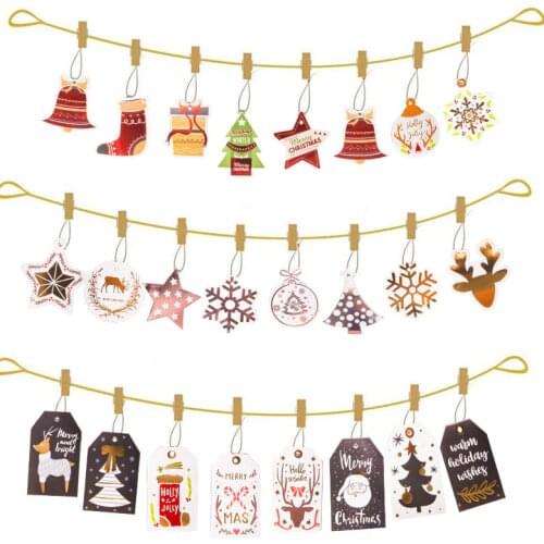 12PCS/Set Merry Christmas Kraft Paper Card Tags Labels DIY Scrapbooking Crafts Hang Paper Tags Christmas/Wedding Party Favors