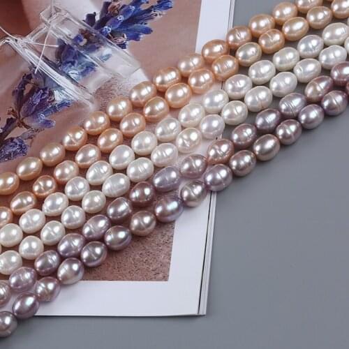 Wholesale 10-11mm White/Pink/Purple Rice Shape Pearl for Bracelet Necklace Making