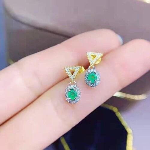 Natural Colombian Emerald Gemstone S925 Sterling Silver Earrings Fine Fashion Weddings Jewelry For Women MeiBaPJFS