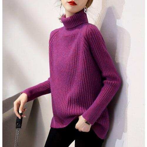 Woman Sweaters Pullover Womens Turtleneck Sweater Loose Pullover Knitwear for Autumn Winter Femme Chandails