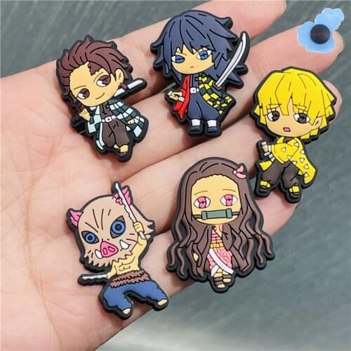 1Pcs Japan Comics Style PVC Shoe Charms Cute Sandals Accessories Shoes Buckle Decorations fit Croc JIBZ Kids X-mas Party Gifts