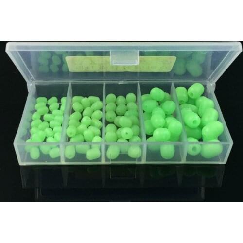 100pcs Oval Soft Luminous Fishing Beads Sea Fishing Lure Floating Float Tackles