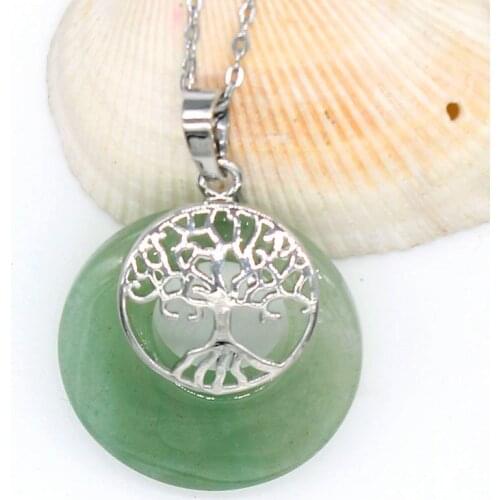 100-Unique 1 Pcs Silver Plated Round Hollow Original Green Aventurine Pendant Necklace Chinese Style Jewelry