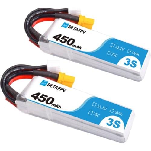 2PCS BETAFPV 450mAh 3S 75C 11.1V Lipo Battery for Beta85X FPV Racing Drone Accessories XT30 Plug RC Drone Accessories