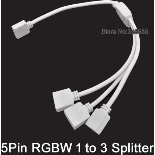 2pcs/lot 5Pins 5-Pin RGBW 1 To 3 Splitter Connector Cable 3-Port Female Split LED Connector for 5050 SMD RGBW RGBWW LED Strips
