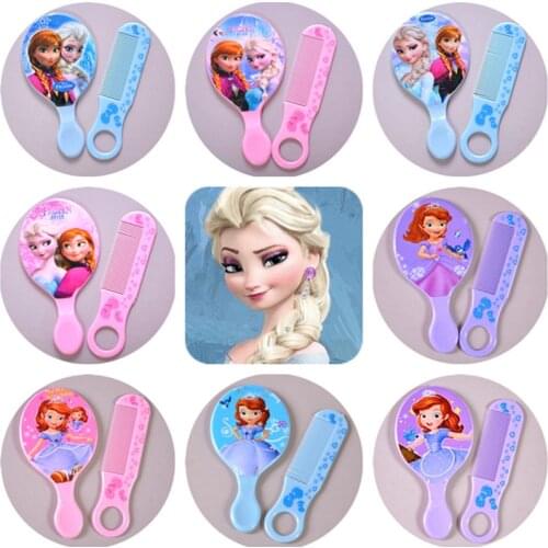2 pcs/lot Childrens Beauty & Fashion Toys mirror comb set cute cartoon print portable portable creative makeup jewelry