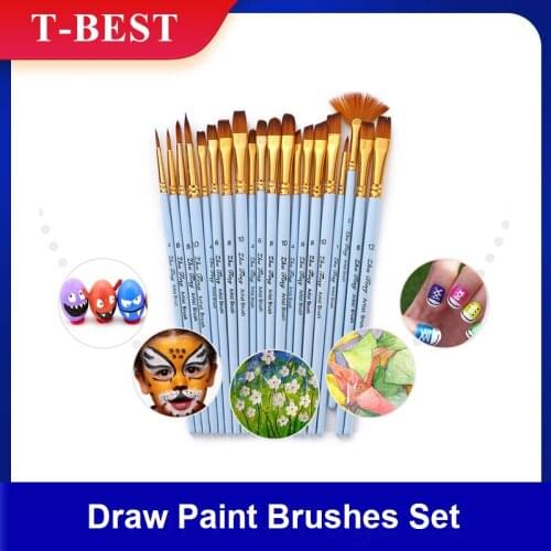 20pcs Draw Paint Brushes Set Kit Artist Paintbrush Multiple Mediums Brushes with Nylon Hair for Art Drawing Supplies for Painter