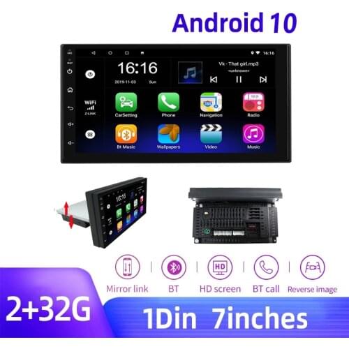7 Inch Car Stereo Radio 1DIN Adjustable FM Android 10 Contact Screen 1080P Quad-Core GPS Navigation Car Radio Player carplay