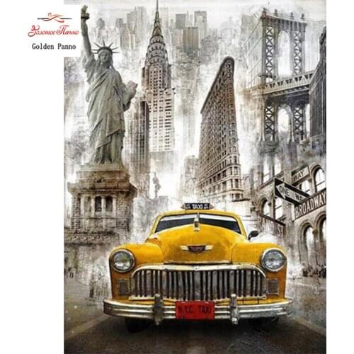 GOLDEN PANNO Diamond Painting Full Square 5D Diy Daimond Embroidery Diamant Mosaic Sale Displasy Broderie Diamant New York car12