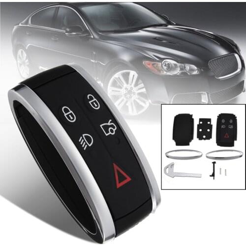 1pc 5 Buttons Remote Car Key Fob Case Replacement Key Shell Protector+Uncut Blade For Jaguar X XF XK XKR X-Type S-Type