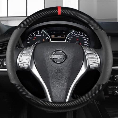 Carbon Fiber Steering Wheel Cover for Nissan Qashqai Juke Primera Versa Almera Terrano Kicks March Murano 350z Terrano NV200