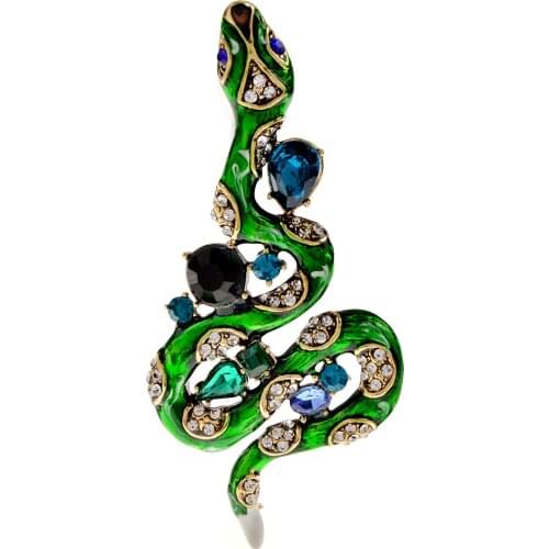 CINDY XIANG Rhinestone Large Snake Brooches For Women And Men Vintage Fashion Animal Green Pins Coat Winter Brooch Jewelry Gifts