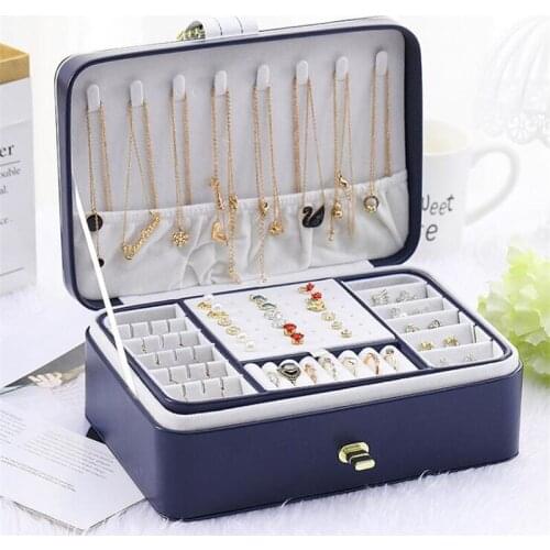 Double Layer Jewelry Box Rings Earrings Organizer Ear Studs Jewellry Display Stand Holder Rack Showcase Plate Storage Boxes