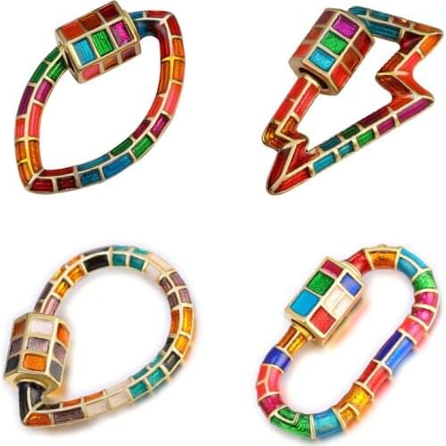 Juya Handmade Enamel Craft Clasps Supplies DIY Lobster Screw Clasps Accessories For Luxury Punks Jewelry Making Components