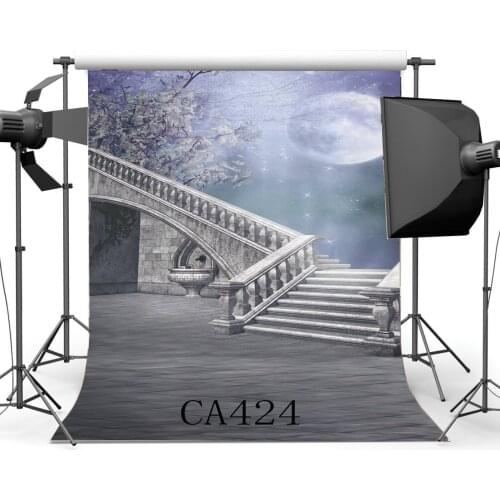 Photography Backdrop Dreamy Fairy Tale Mysterious Moon Night Spiral Staircase Nostalgia Children Background Photo Studio Prop
