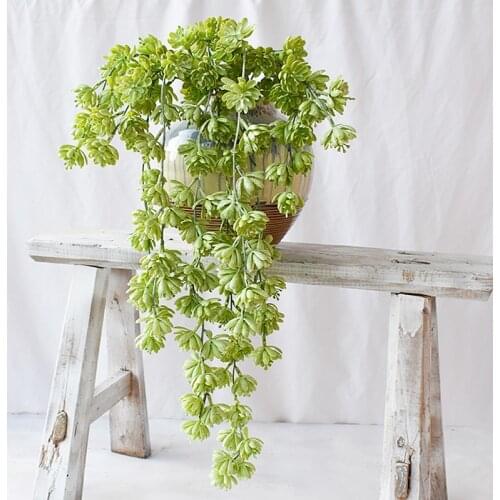 Artificial Succulents Plant Pearl Lotus Rattan Lover Tears Green Wall Hanging Plant Vine Garden Home Shop Decorative Flower