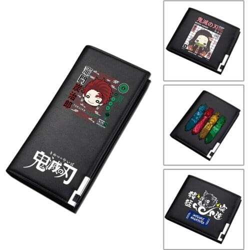 Demon Slayer Cartoon Money Bag Pu Leahter Short Wallets Kimetsu no Yaiba Students ID Card Holder Anime Purses Women Clutch
