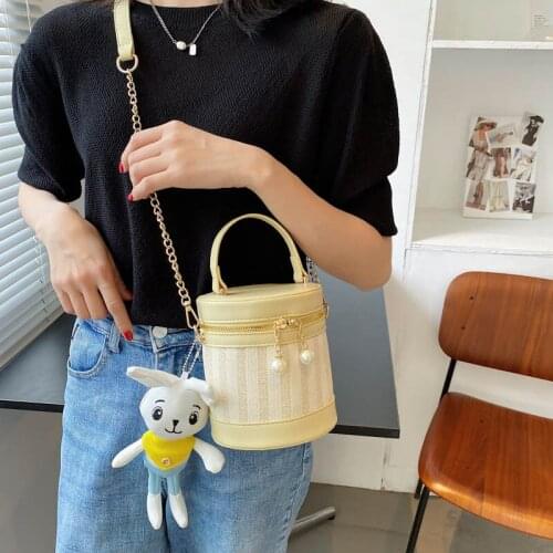 Summer Popular Bucket Handbags 2021 New Texture Fashion Woven One-Shoulder Messenger Bag Western-Style Woven Handbag