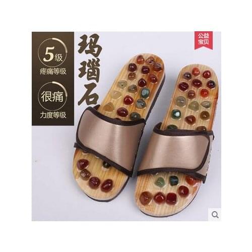Agate Stone Reflexology Massage Acupuncture Massager Health Care Shoes Summer Sandals Slippers Women Foot Stress Relax
