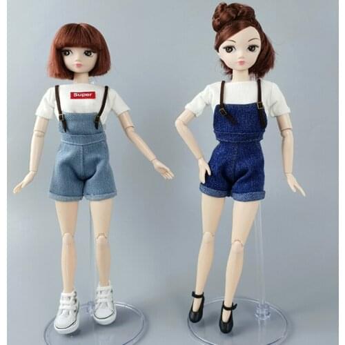 Fashion Doll Clothes For Barbie Doll Cute Outfits Top Shirt & Denim Jeans Bib Pants For Blythe Doll Clothes 1/6 Dolls Accessory