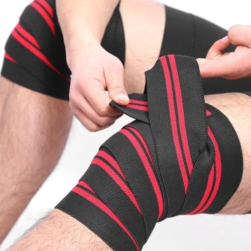 AOLIKES 1pcs 200*8CM Knee Wraps Mens Fitness Weight Lifting Sports Knee Bandages Squats Training Equipment Accessories for Gym