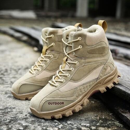Large size Warm Winter Military Boots Man Non-slip Hiking Shoes Outdoor Boots Men Breathable Suede High top Tactical Boot Men