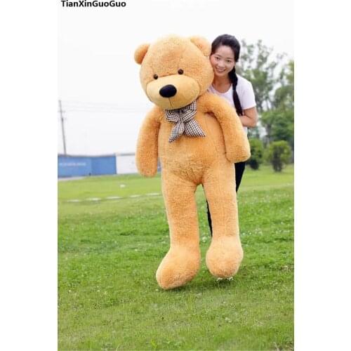Huge 160cm light brown teddy bear plush toy bowtie bear soft doll hugging pillow birthday gift h1317